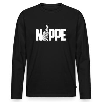 Tischtennis Noppe Design mit Tischtennisschläger - Männer Premium Bio Langarmshirt - Schwarz - Vorne - Nico (187cm)