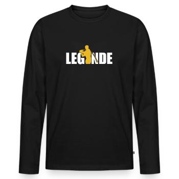 Hornussen Legende - Männer Premium Bio Langarmshirt - Schwarz - Vorne - Nico (187cm)