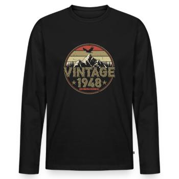 1948 born birthday gift retro - Men's Premium Organic Long Sleeve Shirt - black - Front - Nico (187cm)