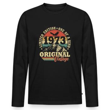 Original 1973 Jahrgang Vintage Geburtstag Geschenk - Männer Premium Bio Langarmshirt - Schwarz - Vorne - Nico (187cm)