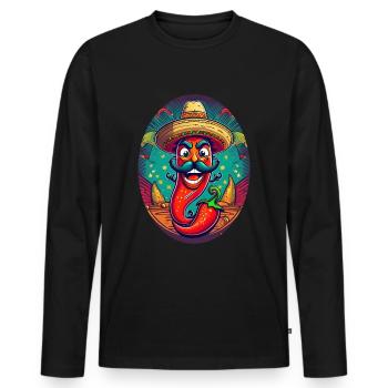 5 de Mayo Party Drinko de Mayo Chili Sombrero - Men's Premium Organic Long Sleeve Shirt - black - Front - Nico (187cm)