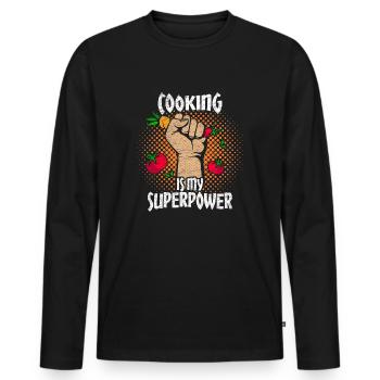 cuisinier - T-shirt manches longues Premium bio Homme - noir - Devant - Nico (187cm)