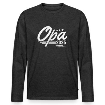 Opa 2025 loading - Männer Premium Bio Langarmshirt - Anthrazit meliert - Vorne - Nico (187cm)