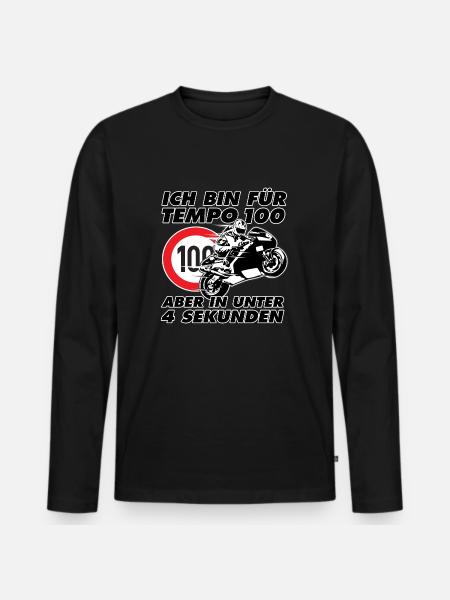 Motorrad Tempo 100 - Männer Premium Bio Langarmshirt - Schwarz