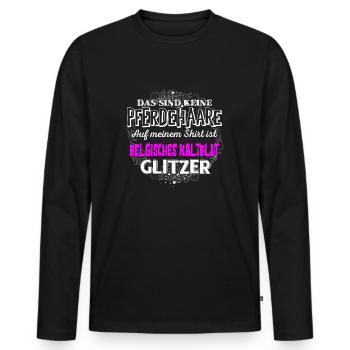 BELGISCHES KALTBLUT - Glitzer - Männer Premium Bio Langarmshirt - Schwarz - Vorne - Nico (187cm)