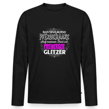 FREIBERGER - Glitzer - Männer Premium Bio Langarmshirt - Schwarz - Vorne - Nico (187cm)