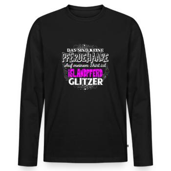 ISLANDPFERD - Glitzer - Männer Premium Bio Langarmshirt - Schwarz - Vorne - Nico (187cm)