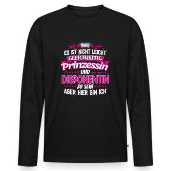 DISPONENTIN - gleichzeitig Prinzessin - Männer Premium Bio Langarmshirt - Schwarz - Vorne - Nico (187cm)