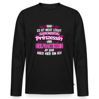 HEILPRAKTIKERIN - gleichzeitig Prinzessin - Männer Premium Bio Langarmshirt - Schwarz - Vorne - Nico (187cm)