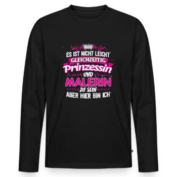 MALERIN - gleichzeitig Prinzessin - Männer Premium Bio Langarmshirt - Schwarz - Vorne - Nico (187cm)