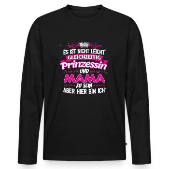MAMA - gleichzeitig Prinzessin - Männer Premium Bio Langarmshirt - Schwarz - Vorne - Nico (187cm)
