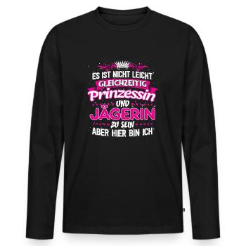 JÄGERIN - gleichzeitig Prinzessin - Männer Premium Bio Langarmshirt - Schwarz - Vorne - Nico (187cm)