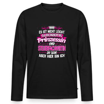 STEUERFACHWIRTIN - gleichzeitig Prinzessin - Männer Premium Bio Langarmshirt - Schwarz - Vorne - Nico (187cm)