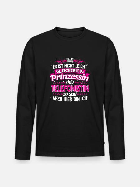 TELEFONISTIN - gleichzeitig Prinzessin - Männer Premium Bio Langarmshirt - Schwarz