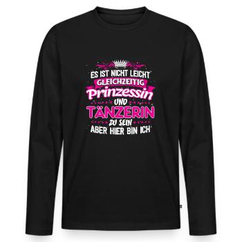 TÄNZERIN - gleichzeitig Prinzessin - Männer Premium Bio Langarmshirt - Schwarz - Vorne - Nico (187cm)