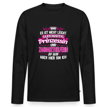 ZAHNARZTHELFERIN - gleichzeitig Prinzessin - Männer Premium Bio Langarmshirt - Schwarz - Vorne - Nico (187cm)