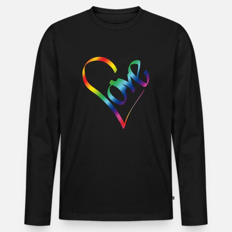 Rainbow Love - Männer Premium Bio Langarmshirt - Schwarz