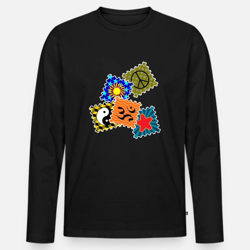 LSD Blotter__N002 - Männer Premium Bio Langarmshirt - Schwarz
