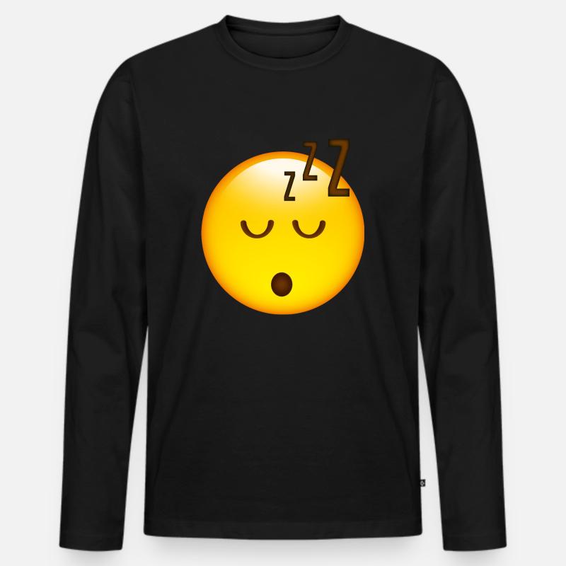 Smiley Sleeping - Männer Premium Bio Langarmshirt - Schwarz