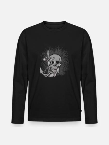 skull_anker - Männer Premium Bio Langarmshirt - Schwarz