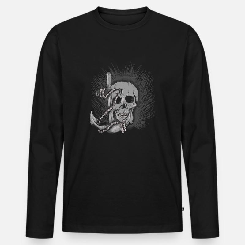 skull_anker - Männer Premium Bio Langarmshirt - Schwarz
