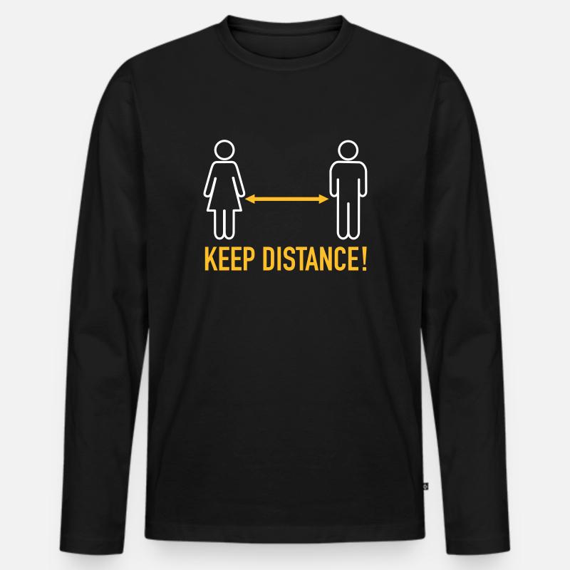 Keep Distance - Männer Premium Bio Langarmshirt - Schwarz