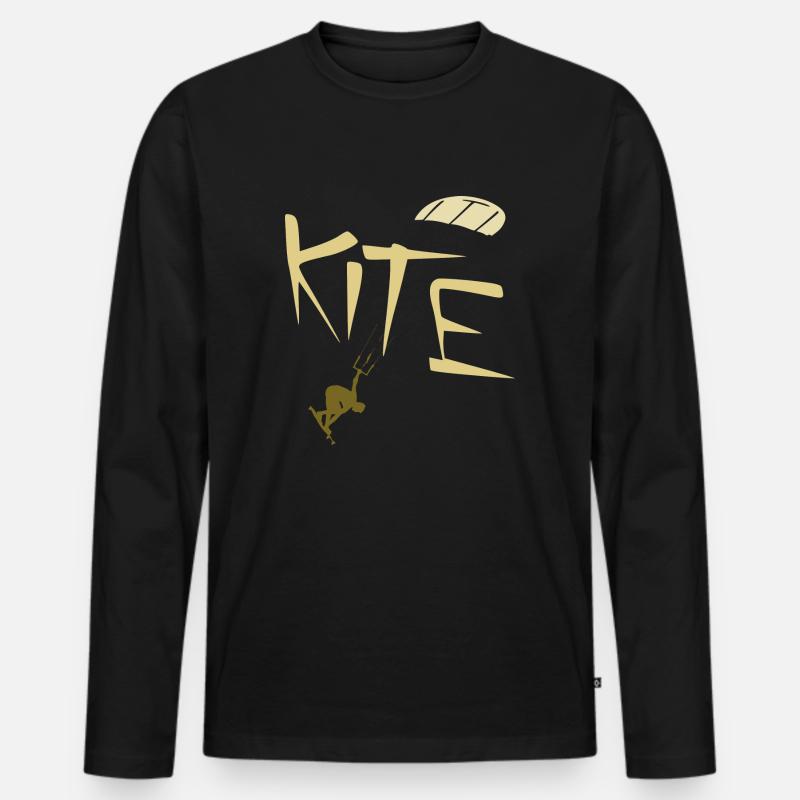 Kite Surfen - Männer Premium Bio Langarmshirt - Schwarz