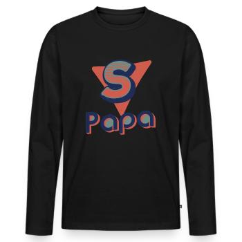 Superpapa - Männer Premium Bio Langarmshirt - Schwarz - Vorne - Nico (187cm)