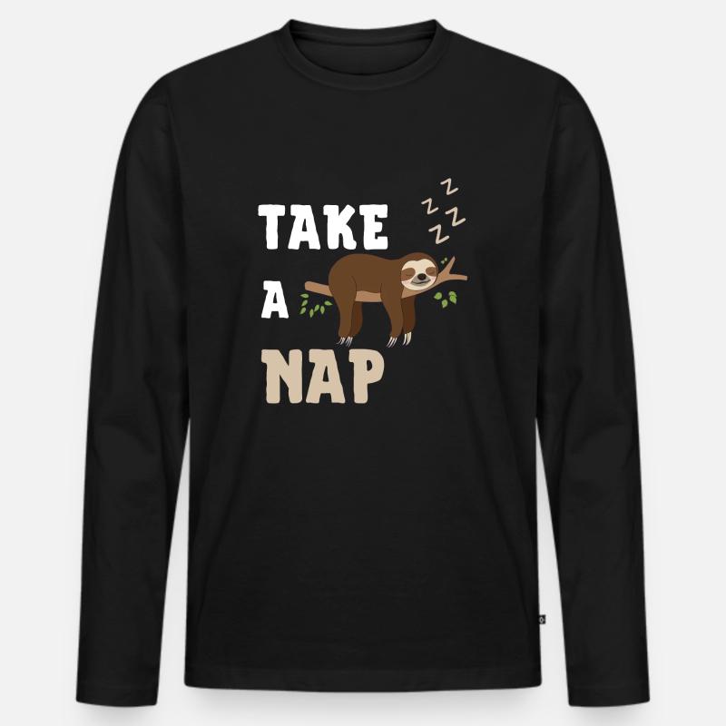 take a nap - Männer Premium Bio Langarmshirt - Schwarz