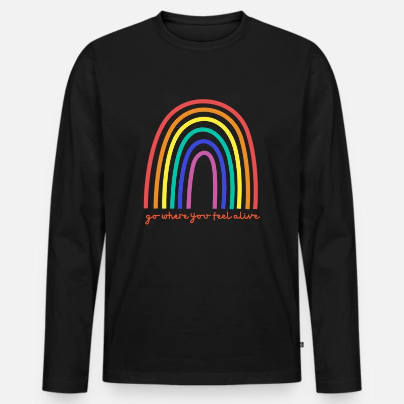 Rainbow - Männer Premium Bio Langarmshirt - Schwarz