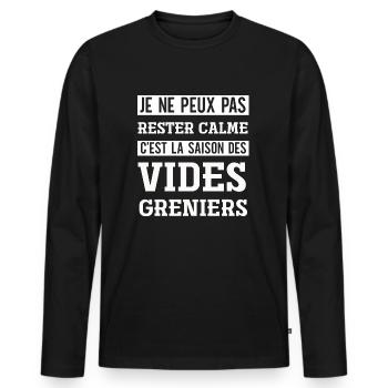 La saison des vides greniers. humour, drôle,cadeau - T-shirt manches longues Premium bio Homme - noir - Devant - Nico (187cm)