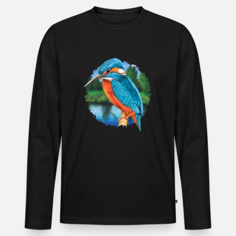 Eisvogel - Männer Premium Bio Langarmshirt - Schwarz