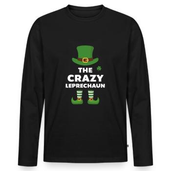Le Crazy Leprechaun - T-shirt manches longues Premium bio Homme - noir - Devant - Nico (187cm)