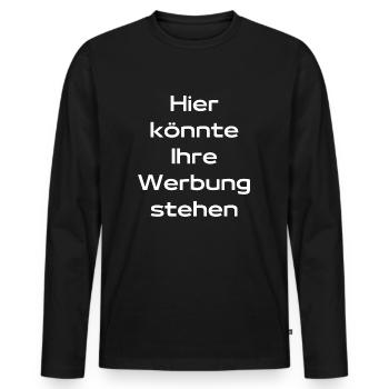 Hier könnte Ihre Werbung stehen - Männer Premium Bio Langarmshirt - Schwarz - Vorne - Nico (187cm)
