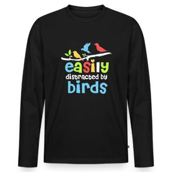 Easily Distracted By Birds Vogelliebhaber - Männer Premium Bio Langarmshirt - Schwarz - Vorne - Nico (187cm)