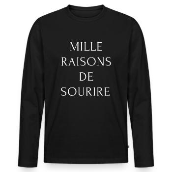 Mille raisons de sourire - T-shirt manches longues Premium bio Homme - noir - Devant - Nico (187cm)