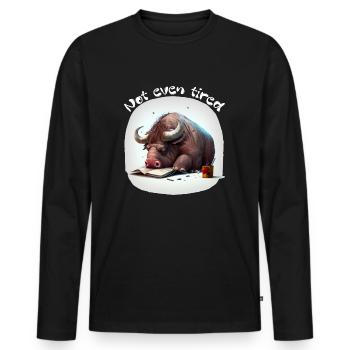 Nicht einmal müde - Männer Premium Bio Langarmshirt - Schwarz - Vorne - Nico (187cm)