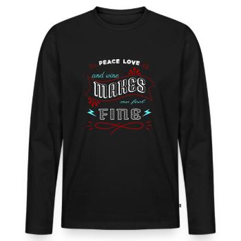 peace sign funny quote 1960s present idea wine - Men's Premium Organic Long Sleeve Shirt - black - Front - Nico (187cm)