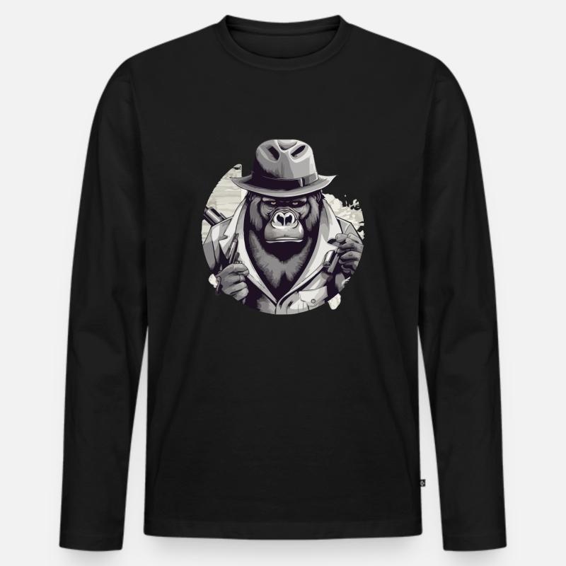 Der Gorilla - Männer Premium Bio Langarmshirt - Schwarz