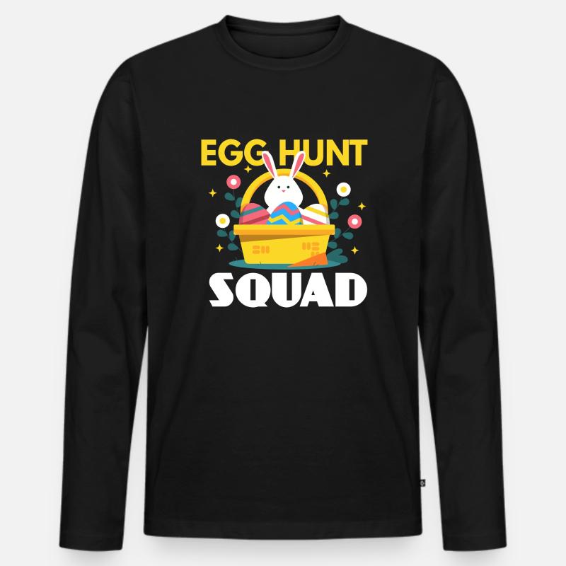 Egg Hunt Squad Osterei - Männer Premium Bio Langarmshirt - Schwarz