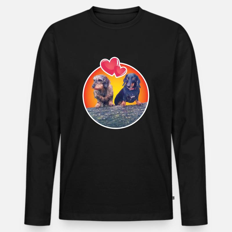 Liebenswerte Dackel - Männer Premium Bio Langarmshirt - Schwarz