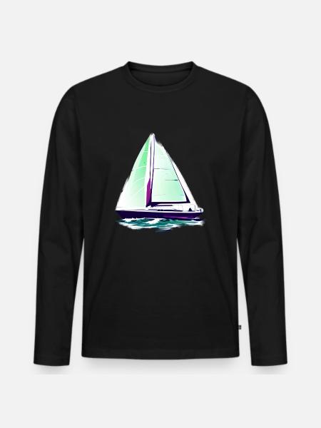 Sailing, sailing, sailboat, sailing ship - Men's Premium Organic Long Sleeve Shirt - black