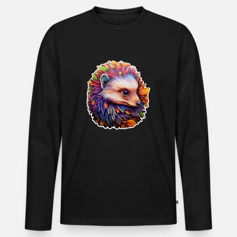 Igel psychedelisch - Männer Premium Bio Langarmshirt - Schwarz