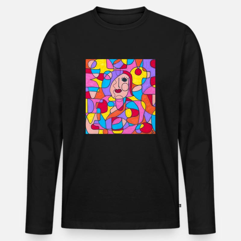 Glückliche Träne - Männer Premium Bio Langarmshirt - Schwarz