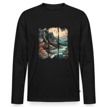 Vintage Natural Paradise Mountains, Rivers and Adventure - Men's Premium Organic Long Sleeve Shirt - black - Front - Nico (187cm)