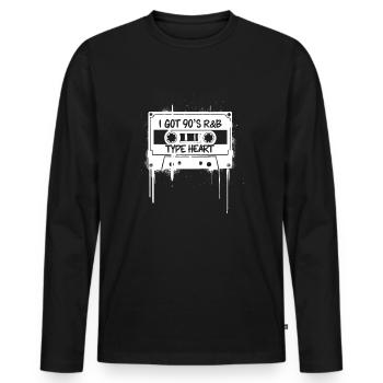 90er R&B Love – Herz am Beat - Männer Premium Bio Langarmshirt - Schwarz - Vorne - Nico (187cm)