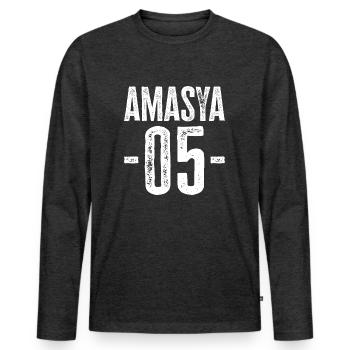 Amasya 05 – Fier de la culture turque - T-shirt manches longues Premium bio Homme - anthracite chiné - Devant - Nico (187cm)