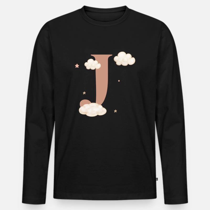 Buchstabe j bewölkt Sterne - Männer Premium Bio Langarmshirt - Schwarz