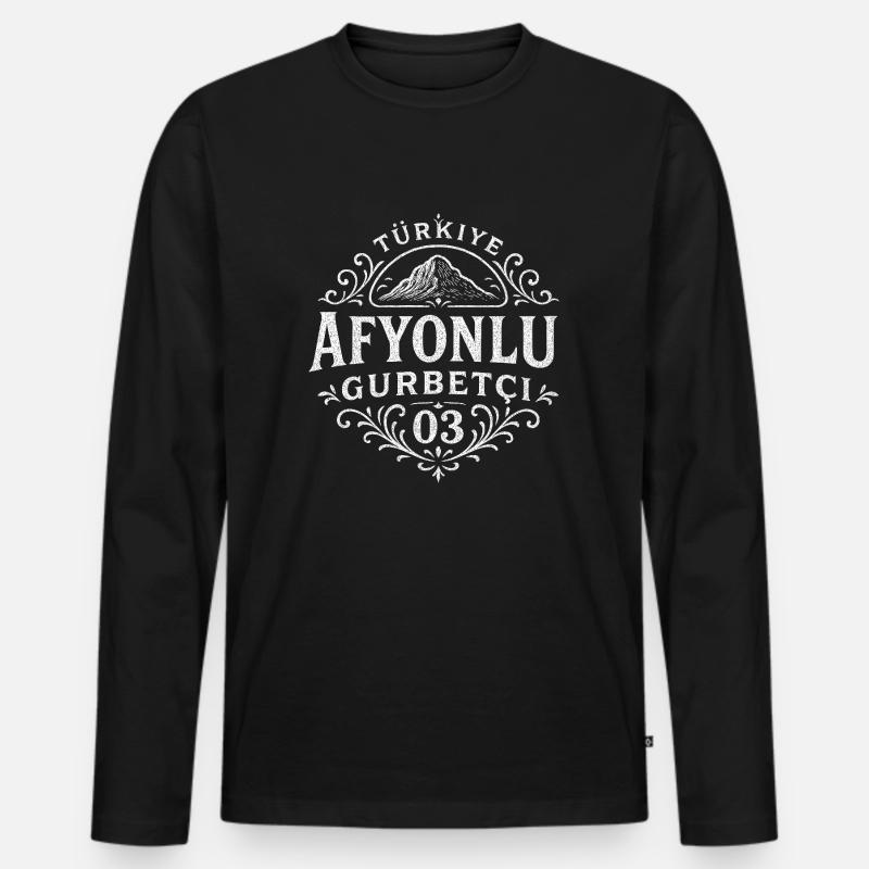 Afyon - Männer Premium Bio Langarmshirt - Schwarz