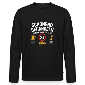 Oldtimer Warnschild – Lustiges 55. Geburtstag - Männer Premium Bio Langarmshirt - Schwarz - Vorne - Nico (187cm)